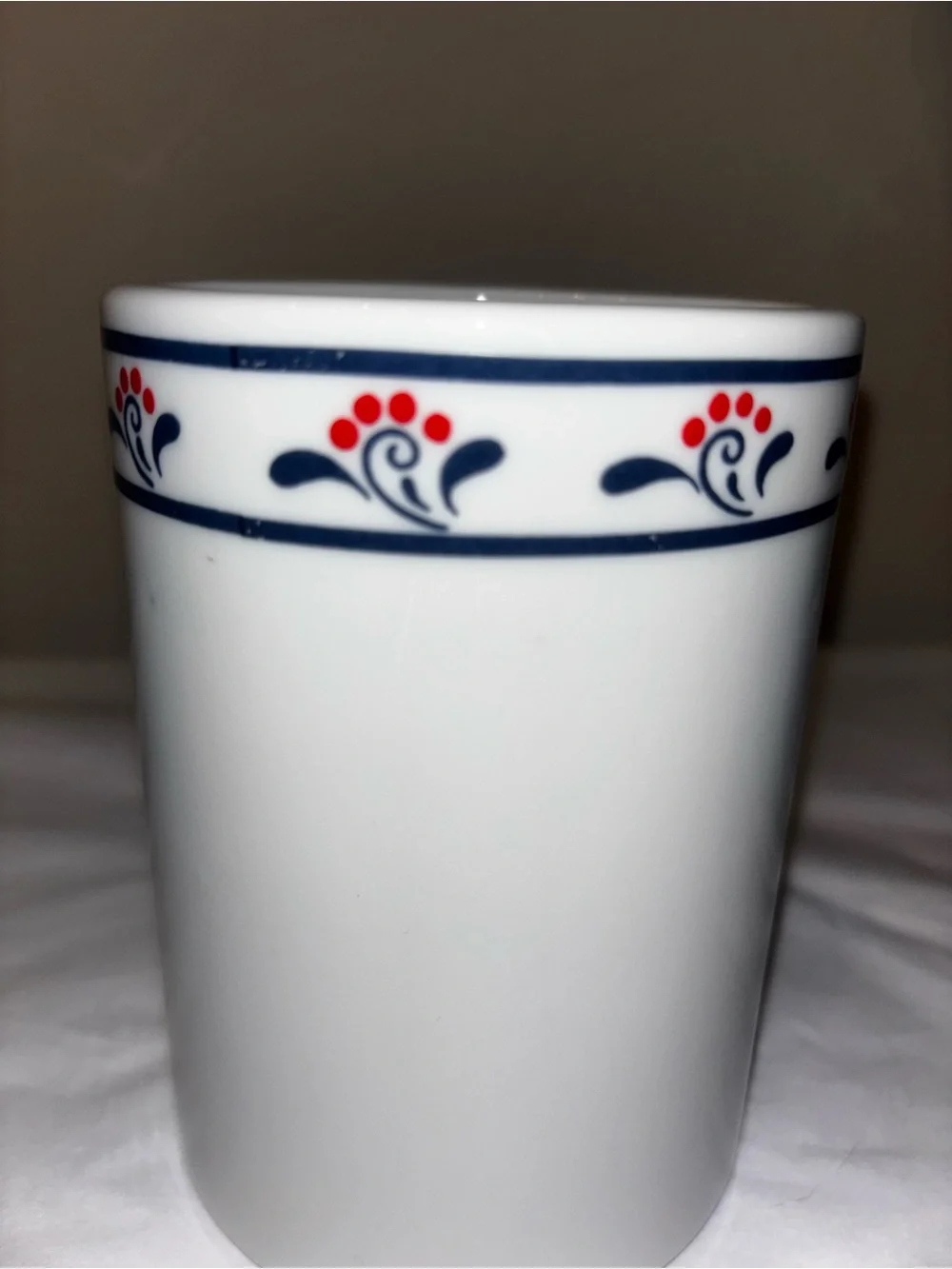1982 Copco COUNTRY White Porcelain Kitchen Utensil Holder Crock JAPAN